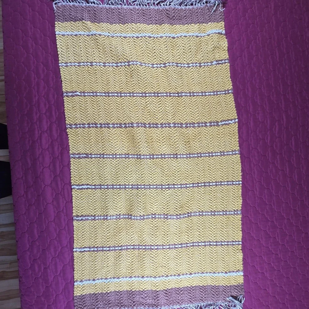 Rug Mustard Yellow Brown White 44